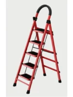 Non-slip Multi-purpose Foldable Steel Ladder 5 Steps - Red